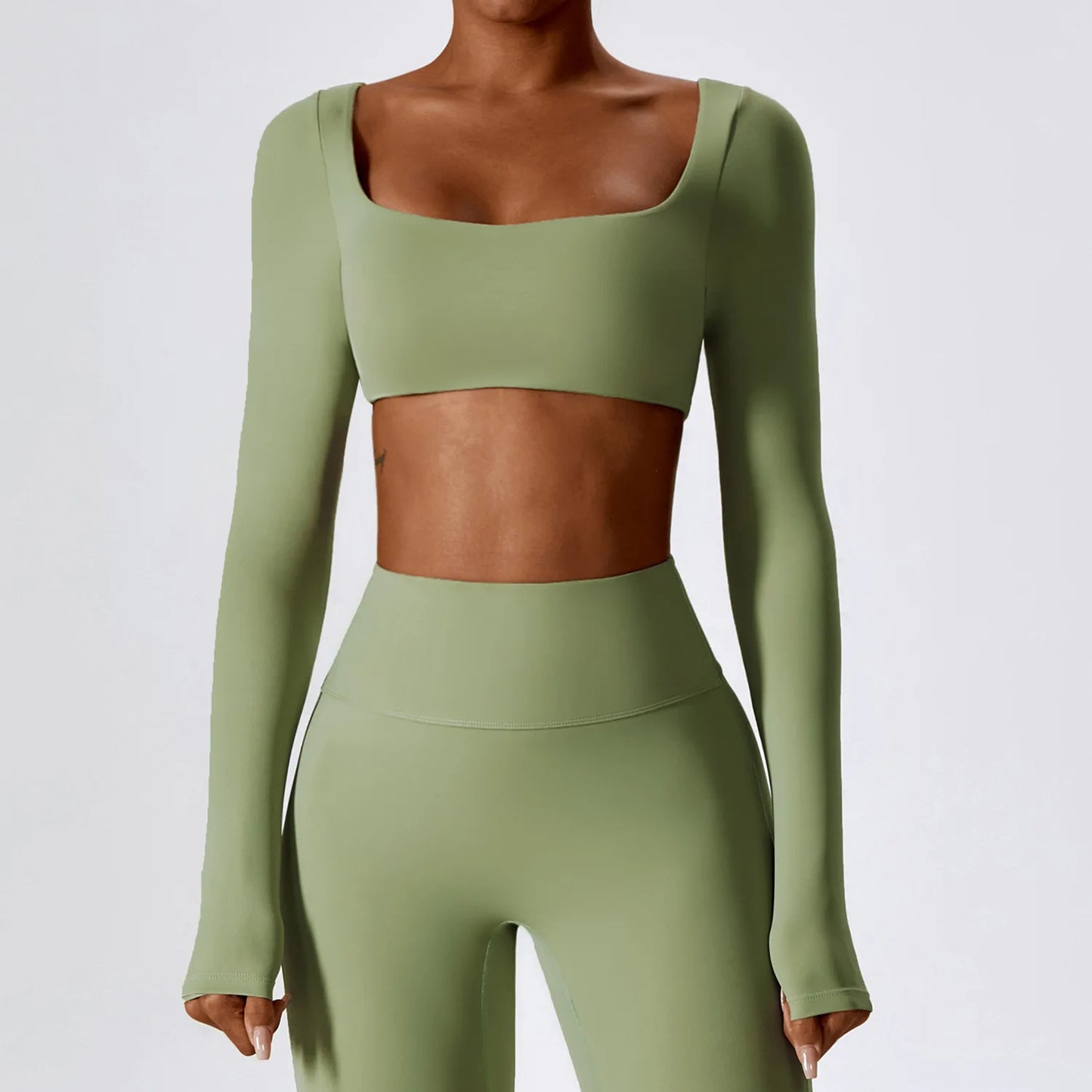 Long-Sleeve Cropped Sports Top