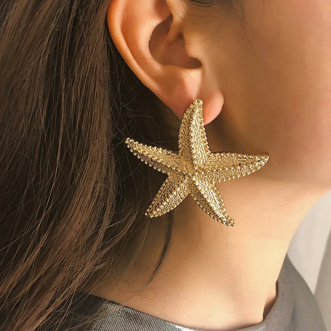 Oversized Boho Starfish Stud Earrings