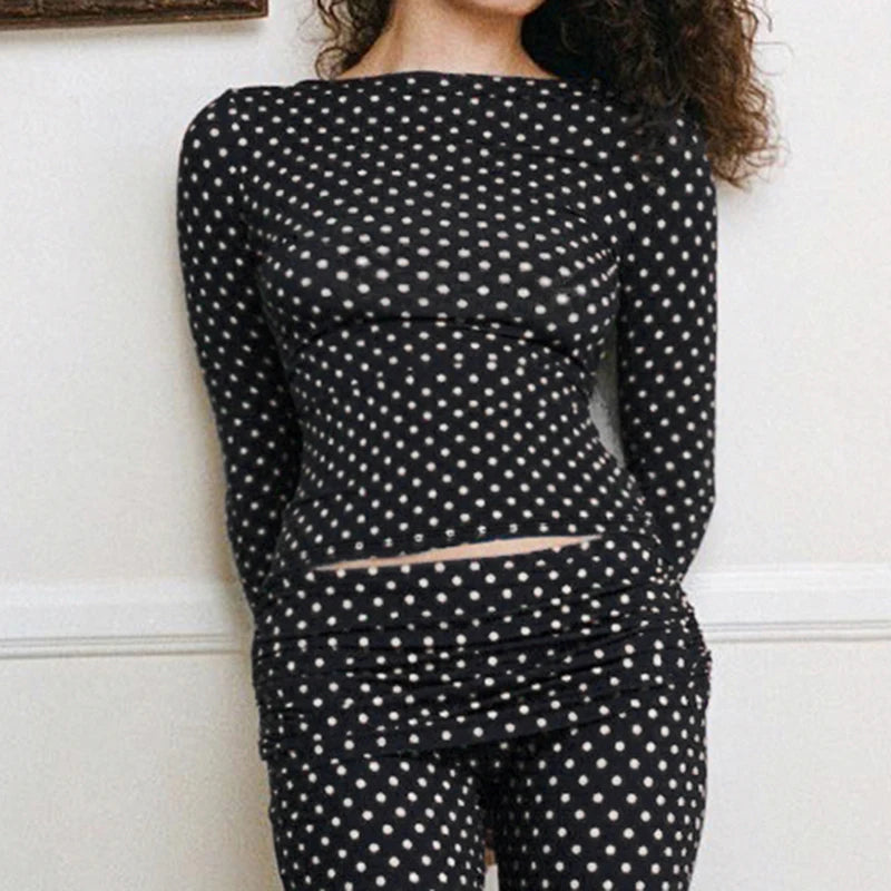 Y2K Polka Dot Crop Top