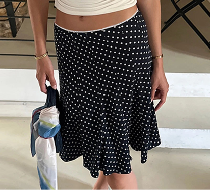 Polka Dot Wrap Midi Skirt