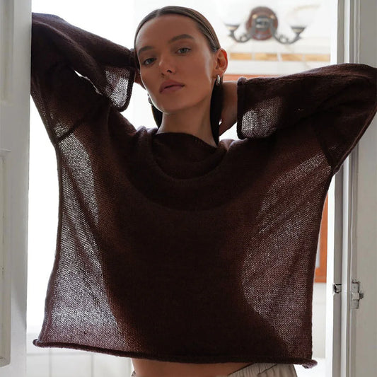 Hollow-Knit See-Through Sweater