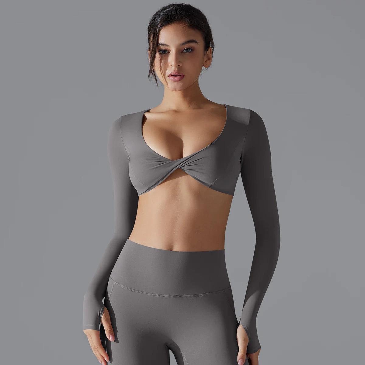 Long-Sleeve Push-Up Sports Bra