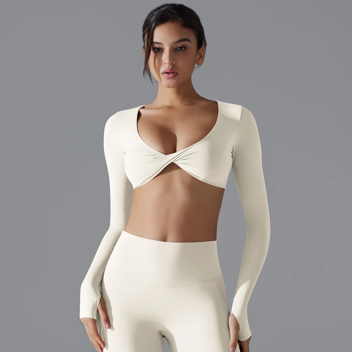 Long-Sleeve Push-Up Sports Bra