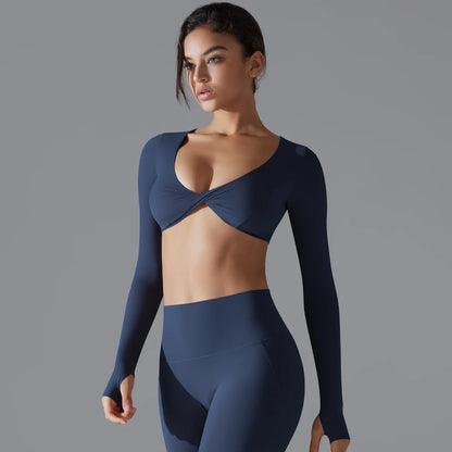 Long-Sleeve Push-Up Sports Bra