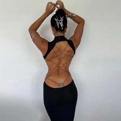 Spider Web Back Maxi Dress