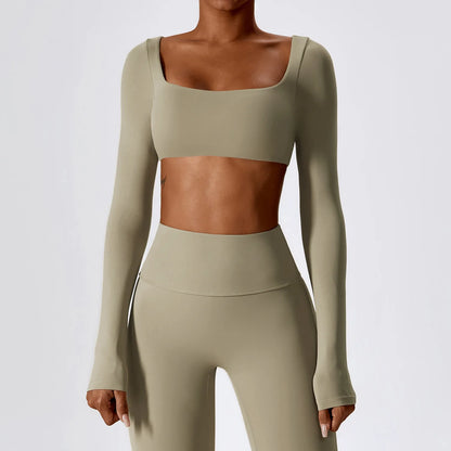 Long-Sleeve Cropped Sports Top