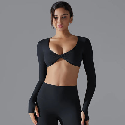 Long-Sleeve Push-Up Sports Bra