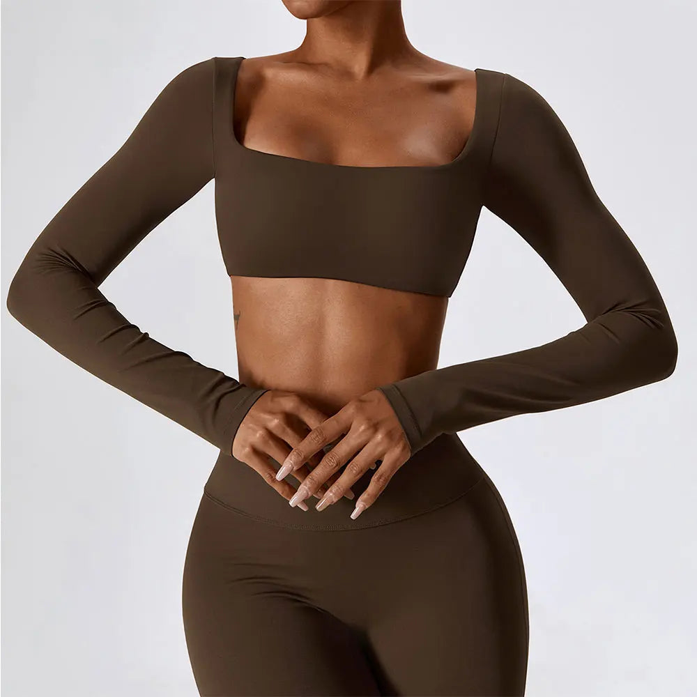 Long-Sleeve Cropped Sports Top