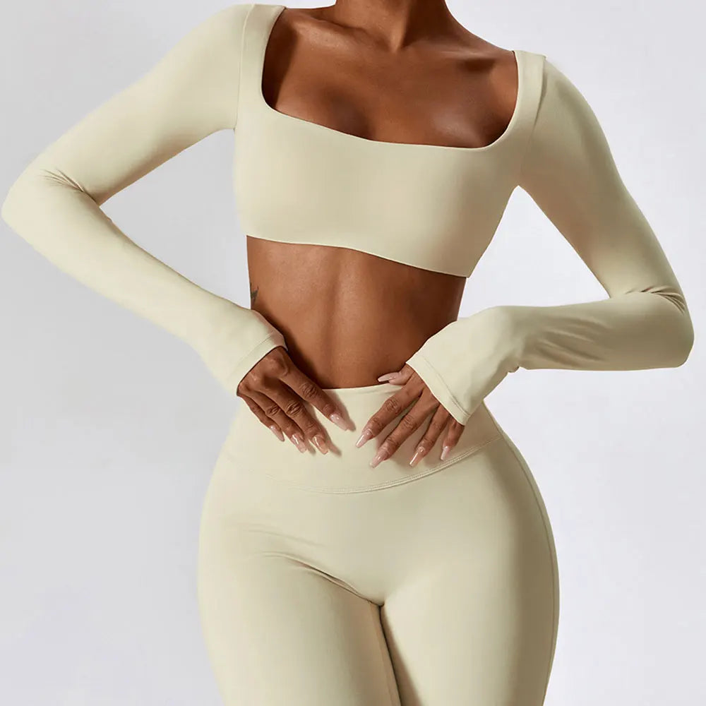 Long-Sleeve Cropped Sports Top