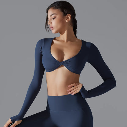 Long-Sleeve Push-Up Sports Bra