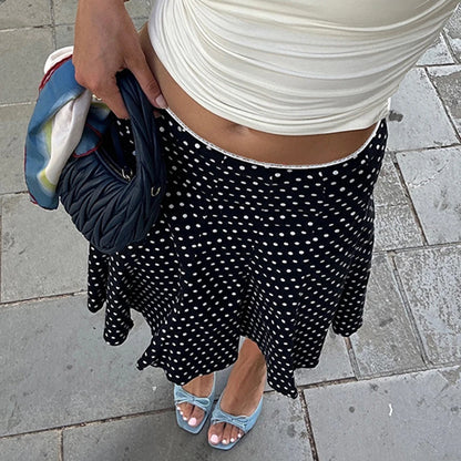 Polka Dot Wrap Midi Skirt