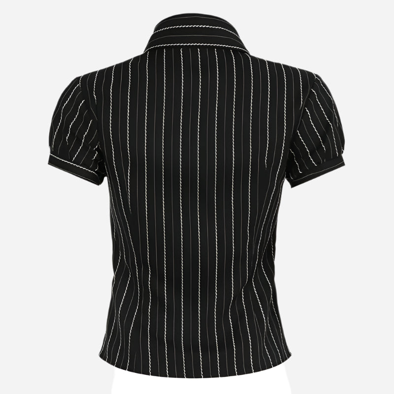 Y2K Striped Button-Up Blouse